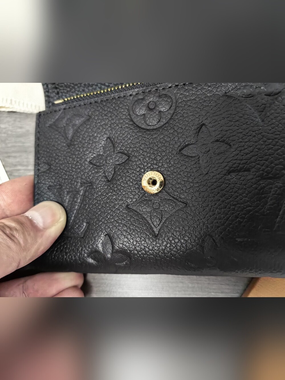 Louis Vuitton Black Embossed Monogram Envelope Wallet with Gold Snap - Picture 12 of 14